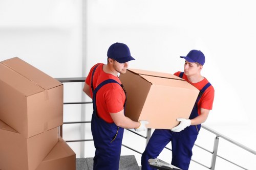 Office furniture being moved for a commercial relocation