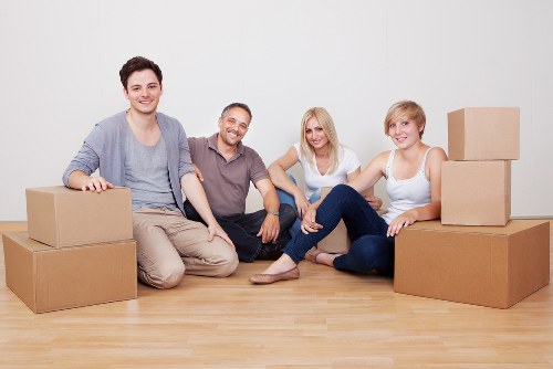 Organised student move with labelled boxes and furniture for West Kensington