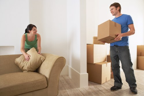 Local office removals team managing access and loading in West Kensington
